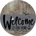 Welcome To Our Home Sign Nautical Gray Stripe Wood Grain Decoe-3112-Dh 18 Round