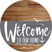Welcome To Our Home Sign Nautical Gray Stripe Wood Grain Decoe-3118-Dh 18 Round