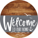 Welcome To Our Home Sign Nautical Gray Stripe Wood Grain Decoe-3119-Dh 18 Round