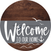 Welcome To Our Home Sign Nautical Gray Stripe Wood Grain Decoe-3120-Dh 18 Round