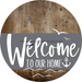 Welcome To Our Home Sign Nautical Gray Stripe Wood Grain Decoe-3121-Dh 18 Round