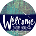 Welcome To Our Home Sign Nautical Navy Stripe Petina Look Decoe-3103-Dh 18 Wood Round