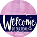 Welcome To Our Home Sign Nautical Navy Stripe Pink Stain Decoe-3104-Dh 18 Wood Round