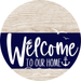 Welcome To Our Home Sign Nautical Navy Stripe White Wash Decoe-3105-Dh 18 Wood Round