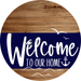 Welcome To Our Home Sign Nautical Navy Stripe Wood Grain Decoe-3098-Dh 18 Round