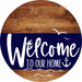 Welcome To Our Home Sign Nautical Navy Stripe Wood Grain Decoe-3099-Dh 18 Round