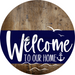 Welcome To Our Home Sign Nautical Navy Stripe Wood Grain Decoe-3101-Dh 18 Round