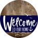 Welcome To Our Home Sign Nautical Navy Stripe Wood Grain Decoe-3101-Dh 18 Round