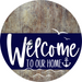 Welcome To Our Home Sign Nautical Navy Stripe Wood Grain Decoe-3102-Dh 18 Round