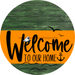 Welcome To Our Home Sign Nautical Orange Stripe Green Stain Decoe-3228-Dh 18 Wood Round