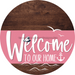 Welcome To Our Home Sign Nautical Pink Stripe Wood Grain Decoe-3180-Dh 18 Round