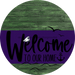 Welcome To Our Home Sign Nautical Purple Stripe Green Stain Decoe-3197-Dh 18 Wood Round