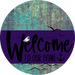 Welcome To Our Home Sign Nautical Purple Stripe Petina Look Decoe-3193-Dh 18 Wood Round