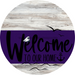 Welcome To Our Home Sign Nautical Purple Stripe White Wash Decoe-3196-Dh 18 Wood Round