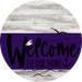 Welcome To Our Home Sign Nautical Purple Stripe White Wash Decoe-3196-Dh 18 Wood Round