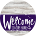 Welcome To Our Home Sign Nautical Purple Stripe White Wash Decoe-3206-Dh 18 Wood Round