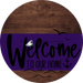 Welcome To Our Home Sign Nautical Purple Stripe Wood Grain Decoe-3190-Dh 18 Round