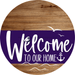 Welcome To Our Home Sign Nautical Purple Stripe Wood Grain Decoe-3198-Dh 18 Round