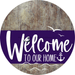 Welcome To Our Home Sign Nautical Purple Stripe Wood Grain Decoe-3202-Dh 18 Round