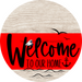 Welcome To Our Home Sign Nautical Red Stripe White Wash Decoe-3135-Dh 18 Wood Round