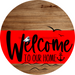 Welcome To Our Home Sign Nautical Red Stripe Wood Grain Decoe-3128-Dh 18 Round