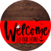 Welcome To Our Home Sign Nautical Red Stripe Wood Grain Decoe-3130-Dh 18 Round