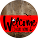 Welcome To Our Home Sign Nautical Red Stripe Wood Grain Decoe-3131-Dh 18 Round