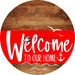 Welcome To Our Home Sign Nautical Red Stripe Wood Grain Decoe-3139-Dh 18 Round