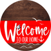 Welcome To Our Home Sign Nautical Red Stripe Wood Grain Decoe-3140-Dh 18 Round