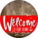 Welcome To Our Home Sign Nautical Red Stripe Wood Grain Decoe-3141-Dh 18 Round