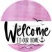 Welcome To Our Home Sign Nautical White Stripe Pink Stain Decoe-3094-Dh 18 Wood Round