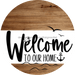 Welcome To Our Home Sign Nautical White Stripe Wood Grain Decoe-3088-Dh 18 Round