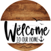 Welcome To Our Home Sign Nautical White Stripe Wood Grain Decoe-3089-Dh 18 Round