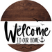Welcome To Our Home Sign Nautical White Stripe Wood Grain Decoe-3090-Dh 18 Round