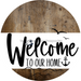 Welcome To Our Home Sign Nautical White Stripe Wood Grain Decoe-3091-Dh 18 Round