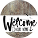 Welcome To Our Home Sign Nautical White Stripe Wood Grain Decoe-3092-Dh 18 Round