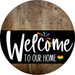 Welcome To Our Home Sign Pride Black Stripe Petina Look Decoe-3994-Dh 18 Wood Round