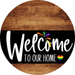Welcome To Our Home Sign Pride Black Stripe Wood Grain Decoe-3992-Dh 18 Round