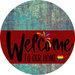 Welcome To Our Home Sign Pride Dark Red Stripe Petina Look Decoe-3914-Dh 18 Wood Round