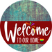 Welcome To Our Home Sign Pride Dark Red Stripe Petina Look Decoe-3924-Dh 18 Wood Round