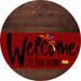 Welcome To Our Home Sign Pride Dark Red Stripe Wood Grain Decoe-3911-Dh 18 Round