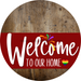 Welcome To Our Home Sign Pride Dark Red Stripe Wood Grain Decoe-3922-Dh 18 Round