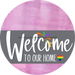 Welcome To Our Home Sign Pride Gray Stripe Pink Stain Decoe-3885-Dh 18 Wood Round