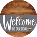 Welcome To Our Home Sign Pride Gray Stripe Wood Grain Decoe-3880-Dh 18 Round