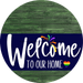 Welcome To Our Home Sign Pride Navy Stripe Green Stain Decoe-3868-Dh 18 Wood Round