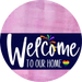 Welcome To Our Home Sign Pride Navy Stripe Pink Stain Decoe-3865-Dh 18 Wood Round