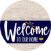 Welcome To Our Home Sign Pride Navy Stripe White Wash Decoe-3866-Dh 18 Wood Round