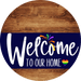 Welcome To Our Home Sign Pride Navy Stripe Wood Grain Decoe-3860-Dh 18 Round