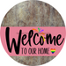 Welcome To Our Home Sign Pride Pink Stripe Wood Grain Decoe-3933-Dh 18 Round