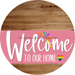 Welcome To Our Home Sign Pride Pink Stripe Wood Grain Decoe-3939-Dh 18 Round